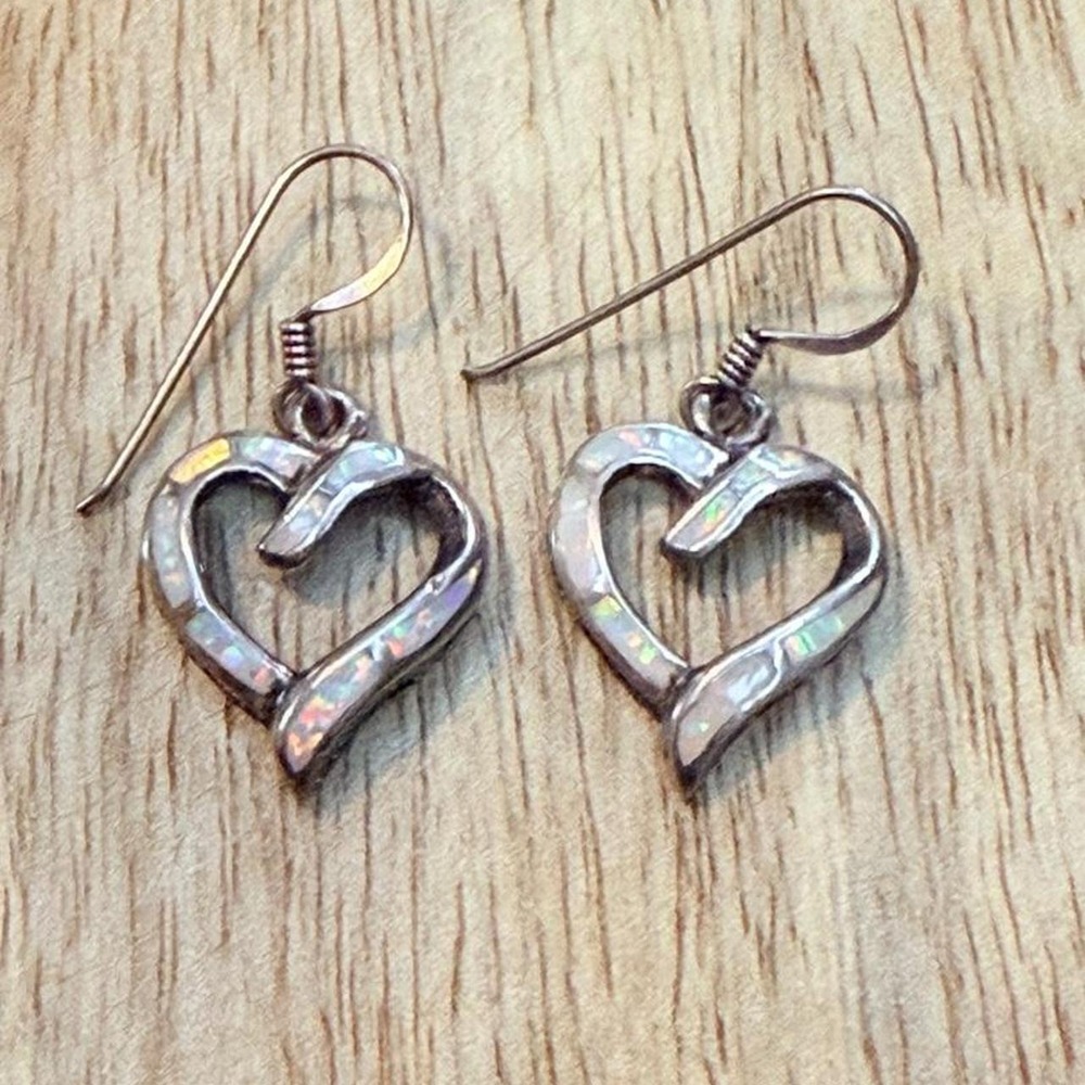 Sterling Silver Shimmering Heart Drop Earrings